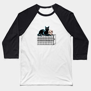 Black cat loves books Baseball T-Shirt